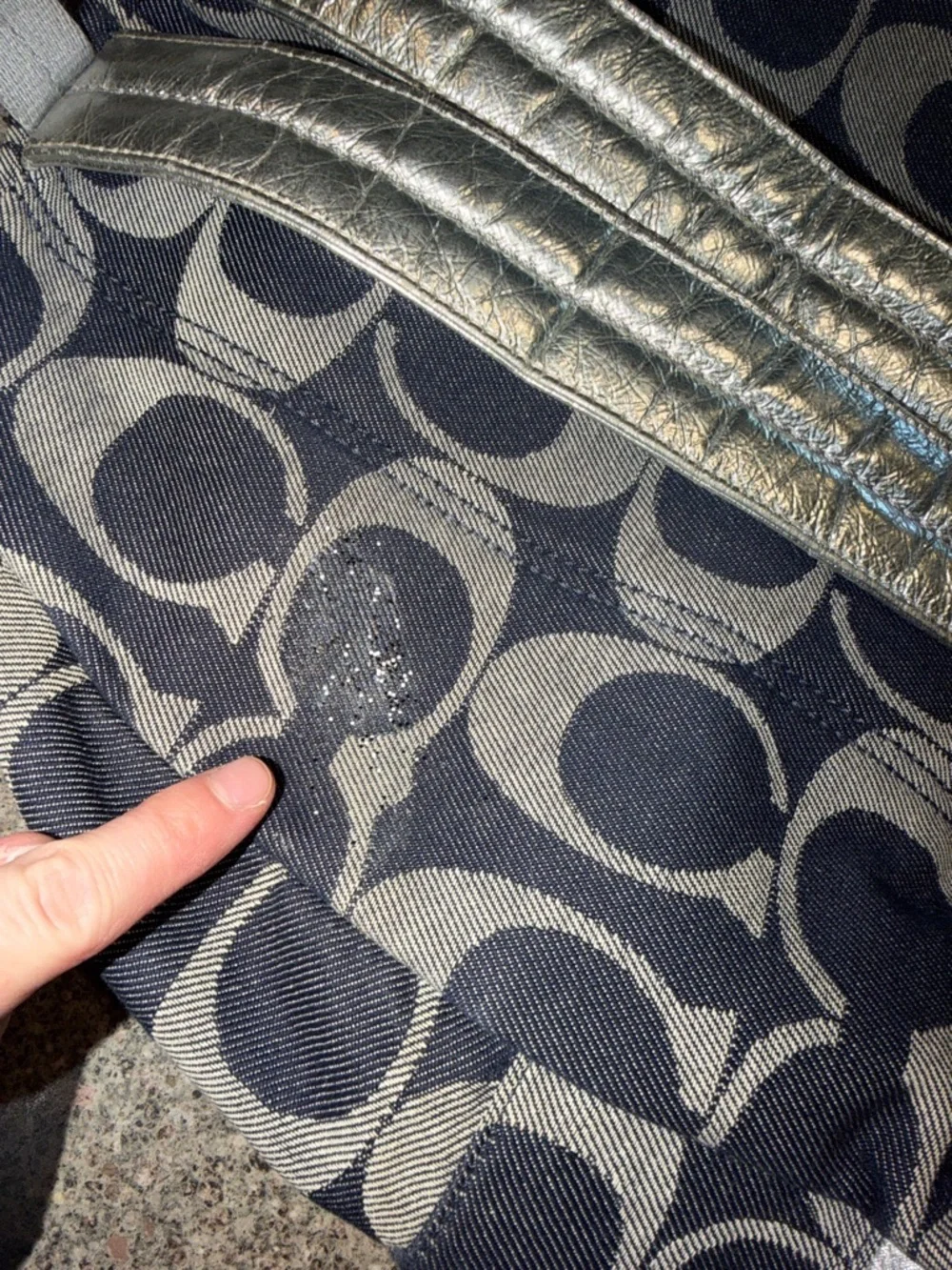 Y2k coach denim stripe backpack - Picture 3 of 5